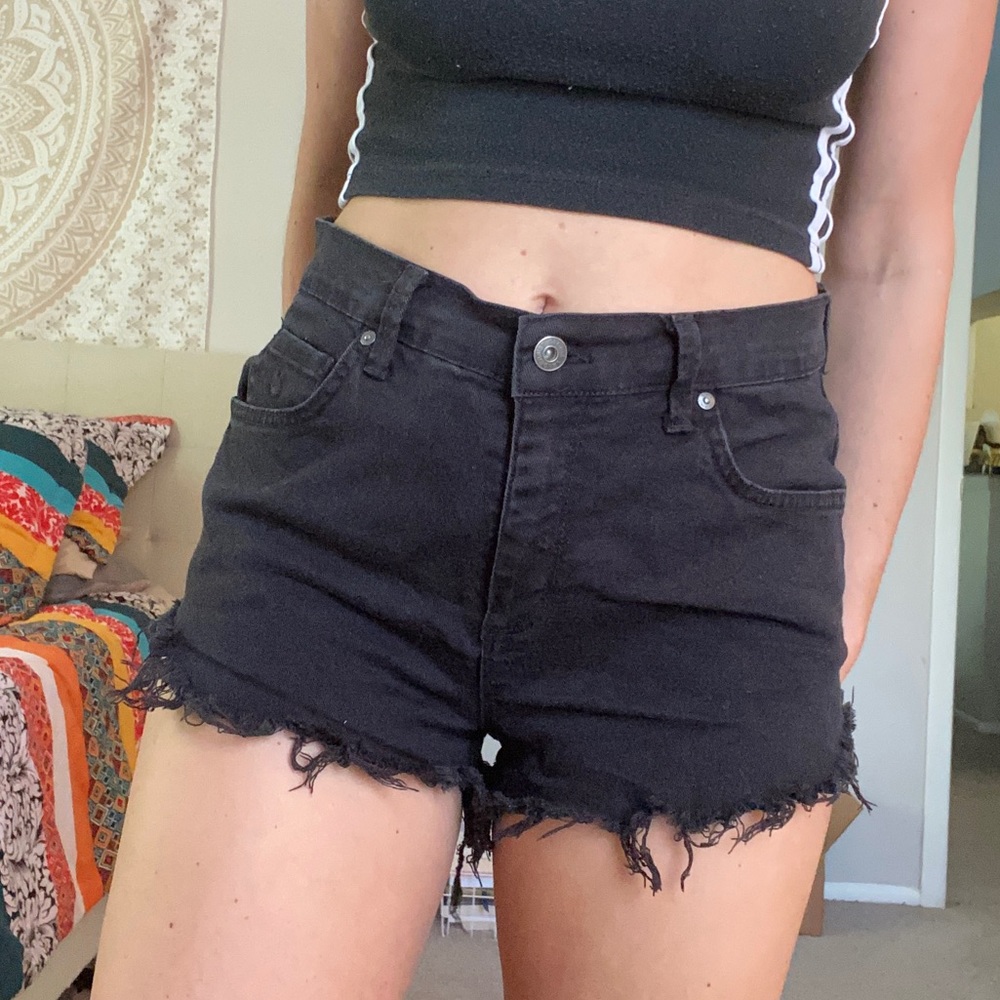 Black denim shorts size 8